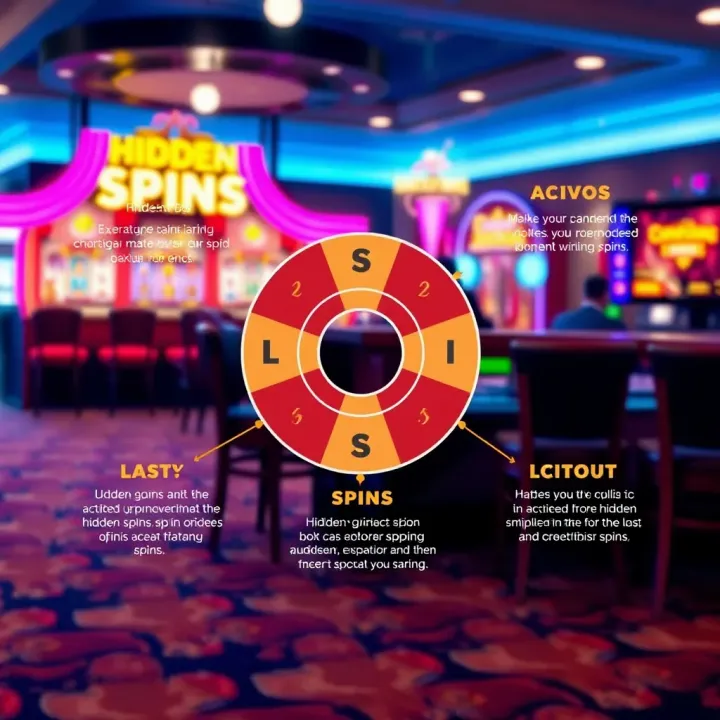 Diagram explaining how to locate and activate hidden spins in Casino Mate for optimal benefits