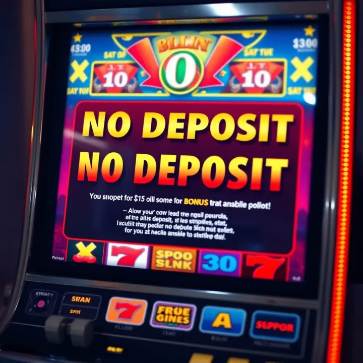 Illustration of a digital slot machine screen showing an enticing no deposit bonus offer for Australian players