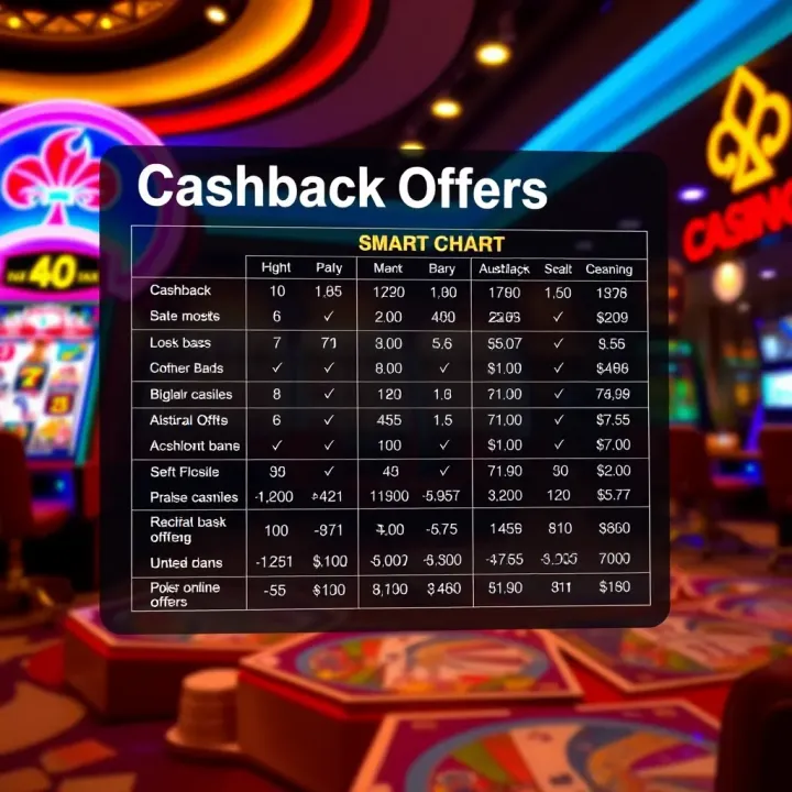 Comparison chart highlighting cashback offers across Australian online casinos