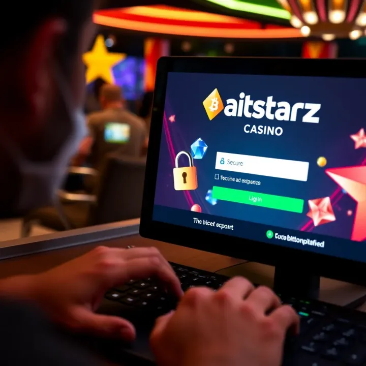Secure login screen of BitStarz Casino highlighting account access and security features