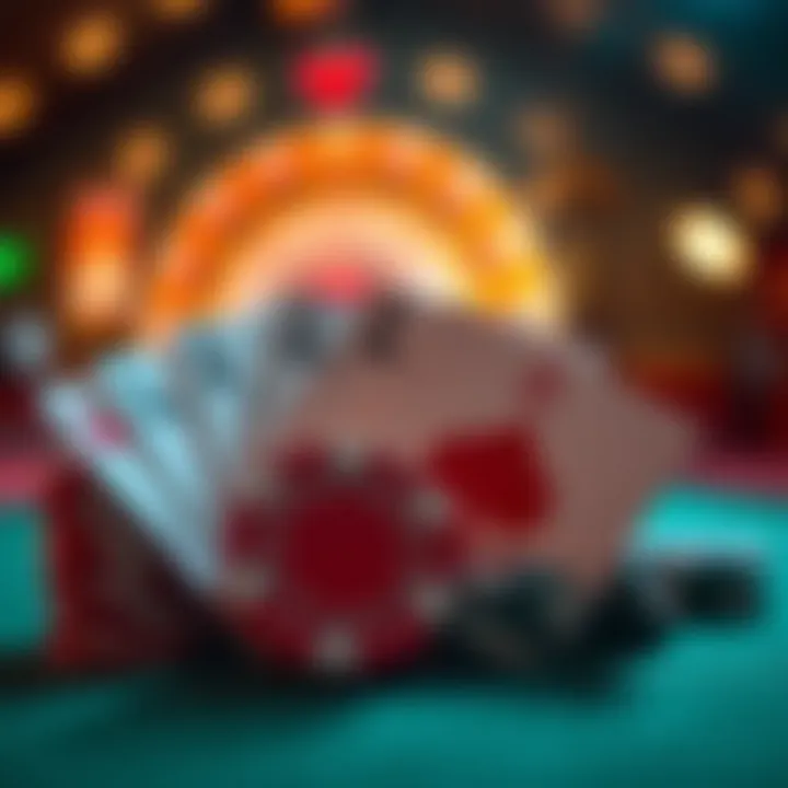 Bright digital casino chips and cards symbolizing responsible gambling and winning strategies