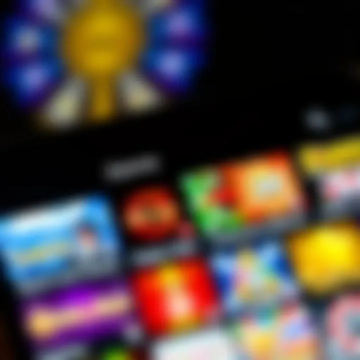 Close-up of mobile screen displaying various game options in Casino Mate app