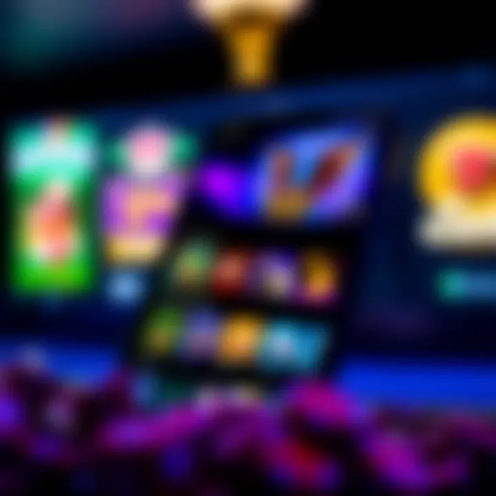 Mobile phone displaying the Casino Mate app interface with game options and vibrant graphics
