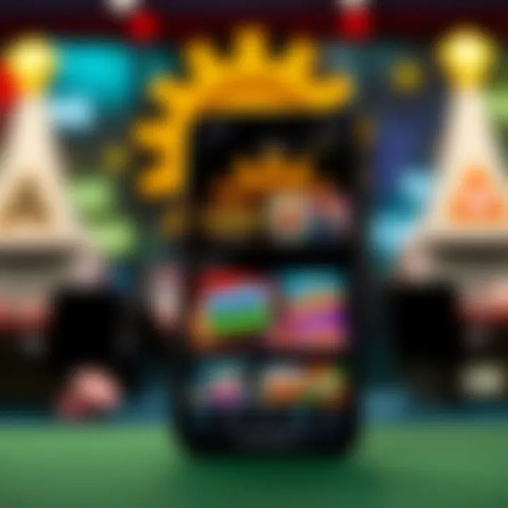 Casino Mate AUS Mobile Platform Showcasing Game Selection Mobile phone displaying Casino Mate AUS mobile platform with various casino game icons