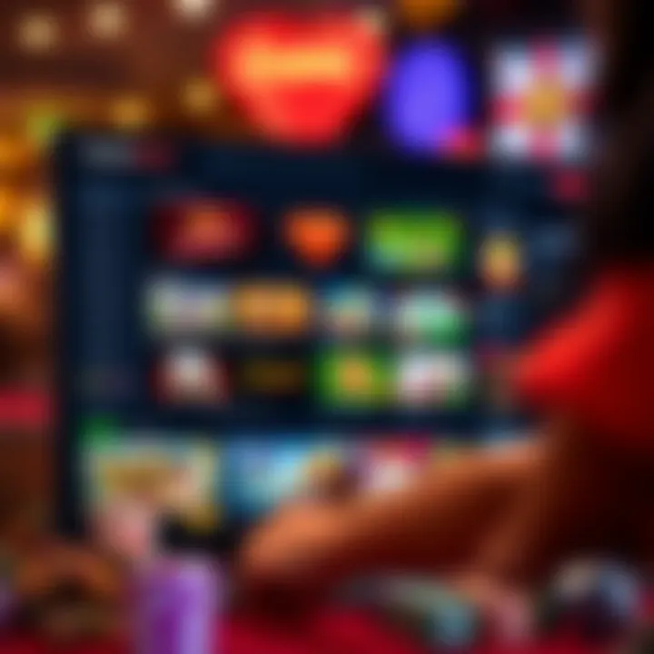 Online casino dashboard showing various game categories and player account details