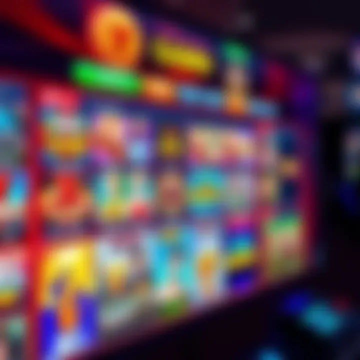 Colorful online casino interface showcasing a variety of slot games and betting options
