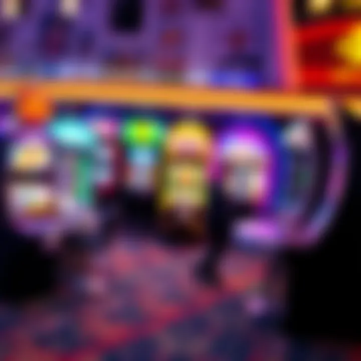 Colorful online casino game interface with various slot machines and table games
