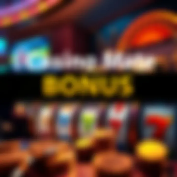 Digital casino bonus offer with vibrant spinning reels and winning coins