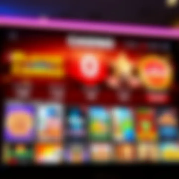 Online casino interface featuring a variety of slot games with vibrant colors and themes
