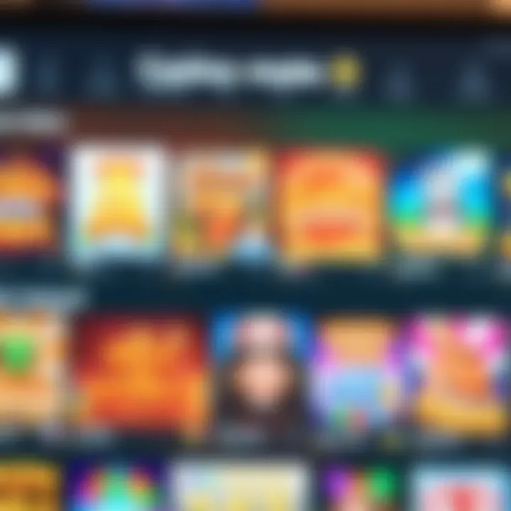 Online casino dashboard showing a variety of slot and table games available for Australian players