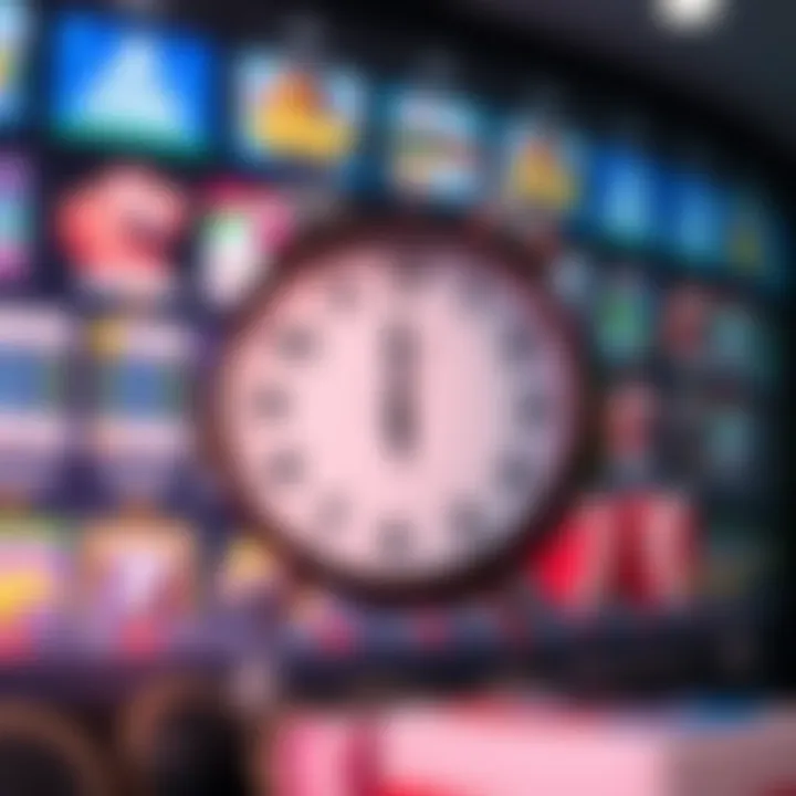 Clock symbolizing downtime period with digital casino background