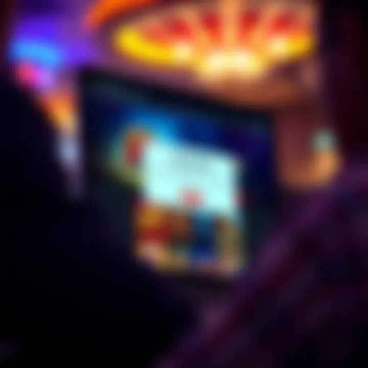 Illustration showing a computer screen displaying a casino website with a notification indicating maintenance downtime