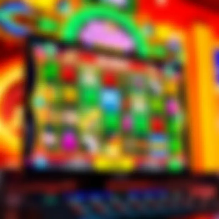 Colorful casino slot game interface on a digital screen