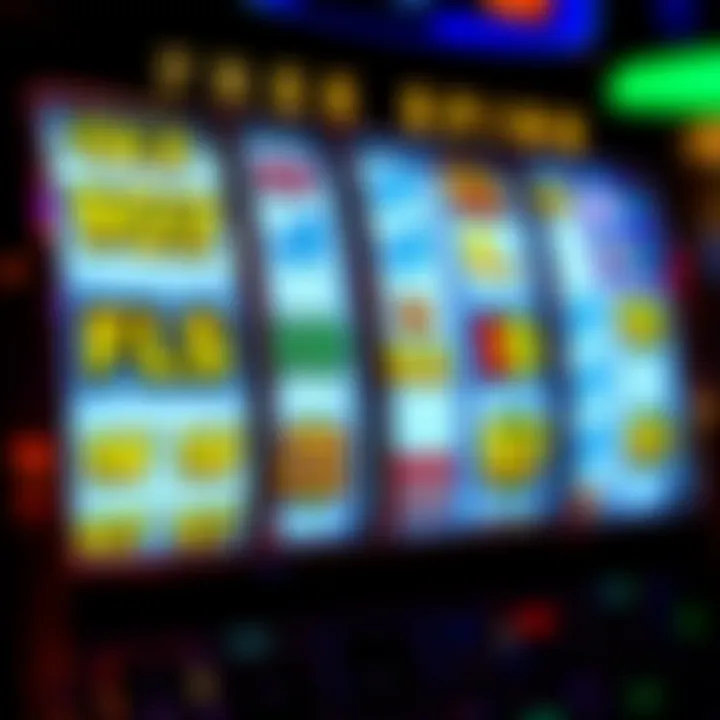 Bright slot machine reels displaying winning paylines and free spin symbols