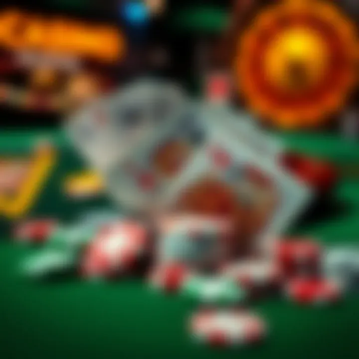 Collection of popular casino games icons with chips and cards representing bankroll management