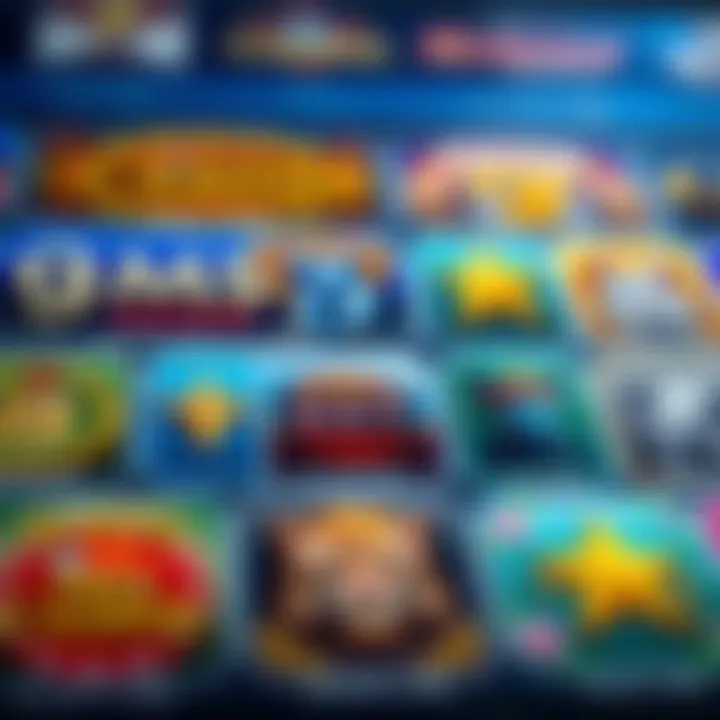 Exploring Game Choices in Casino Mate No Deposit Offers Close-up of diverse casino game icons highlighting options available with no deposit offers