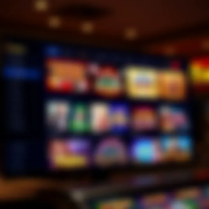 Variety of online casino games displayed on a digital screen representing Casino Mate's game selection