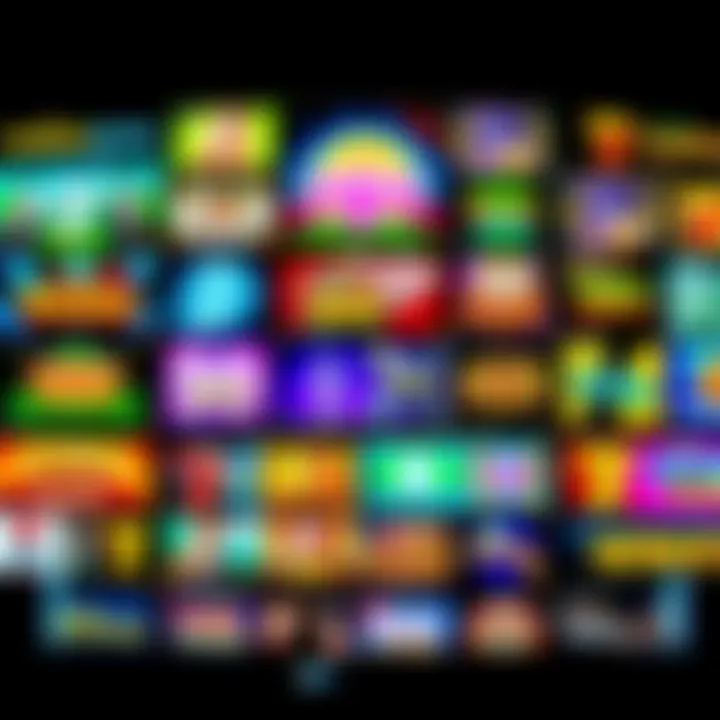 A vibrant display of various online casino games on a digital interface