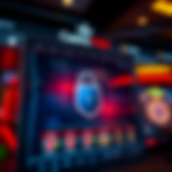 Secure online casino platform with digital locks and gaming icons