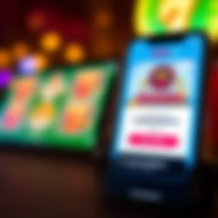 Mobile phone displaying Casino Mate app with bonus offer notification on screen