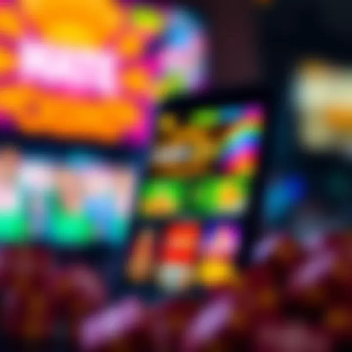 Mobile phone displaying Casino Mate mobile no deposit bonus offers on a vibrant casino-themed app interface