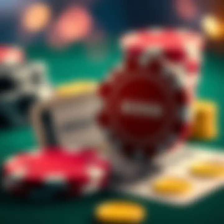 Illustration of a casino chip and a voucher symbolizing a no deposit bonus code