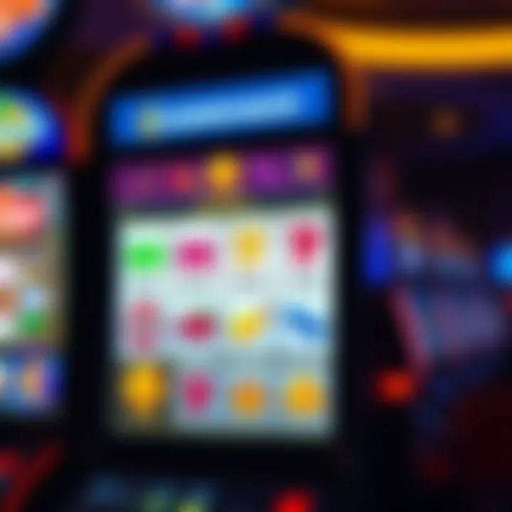 Graphic showing a digital slot machine with icons representing rewards and bonus conditions