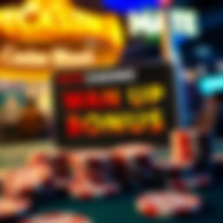 Illustration of a casino welcome bonus with chips and a digital bonus notification