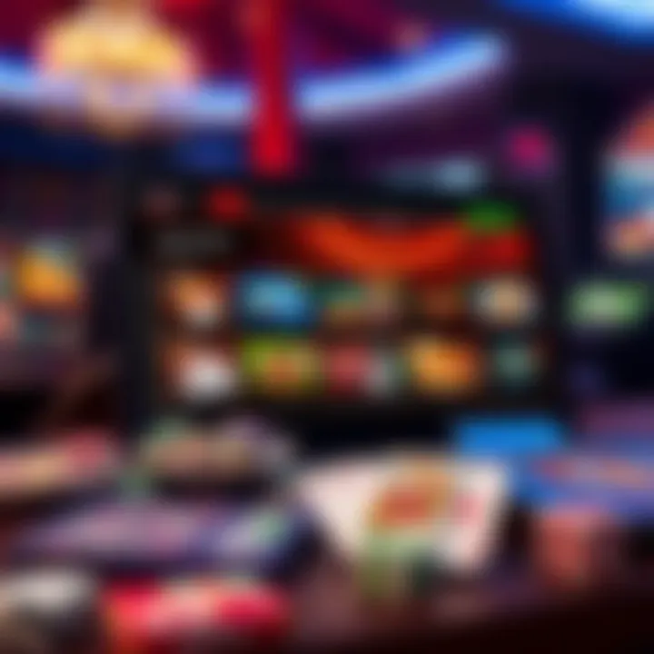 Illustration of an online casino interface highlighting game options and a secure payment method