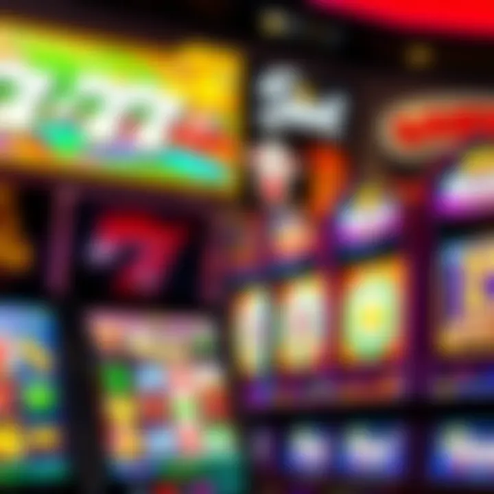 Colorful online slot machines with various symbols and bonus icons on screen