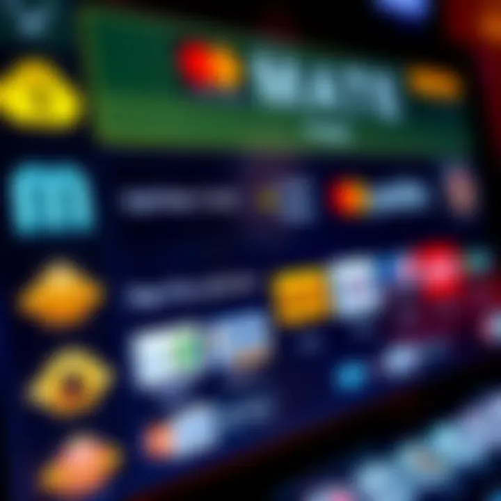 Various payment options icons on a digital interface