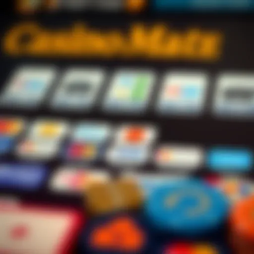 Various payment method icons including credit cards, e-wallets, and bank transfers for Casino Mate