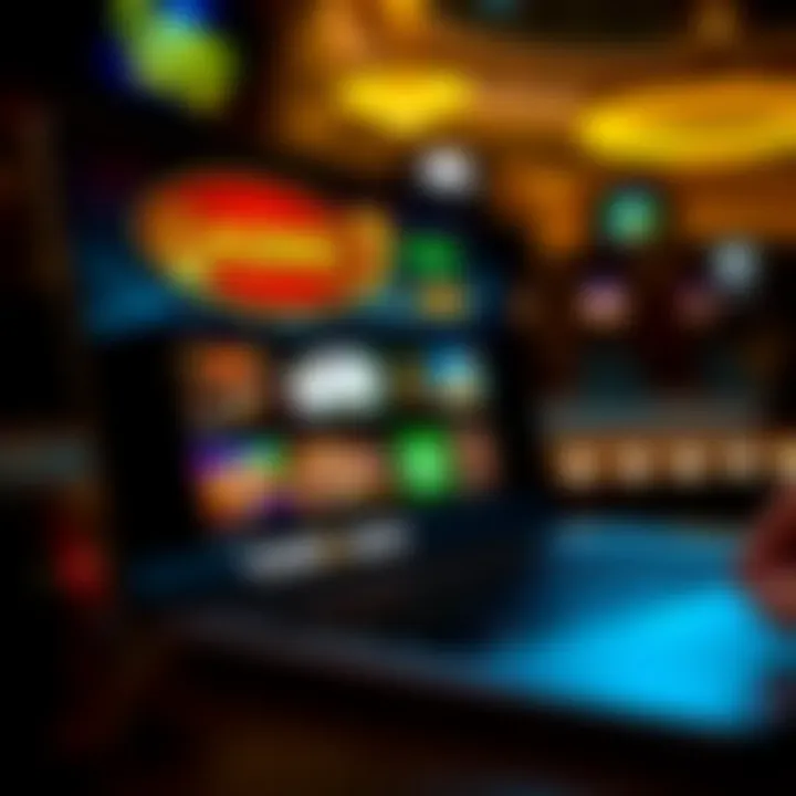 Laptop screen displaying Casino Mate online casino platform with game options