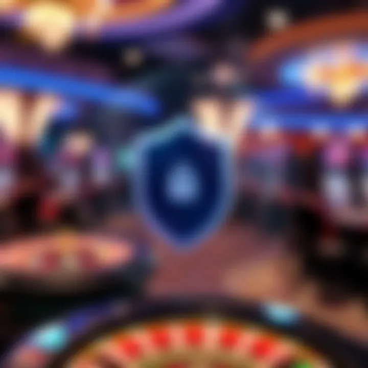 Secure online casino environment showing shield symbol and data protection concepts