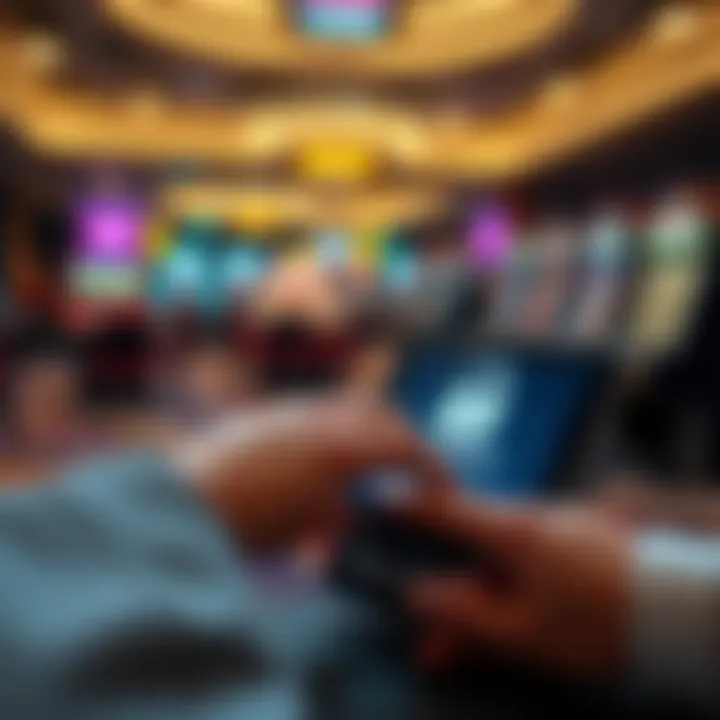 Secure transaction on digital device with casino banking icons
