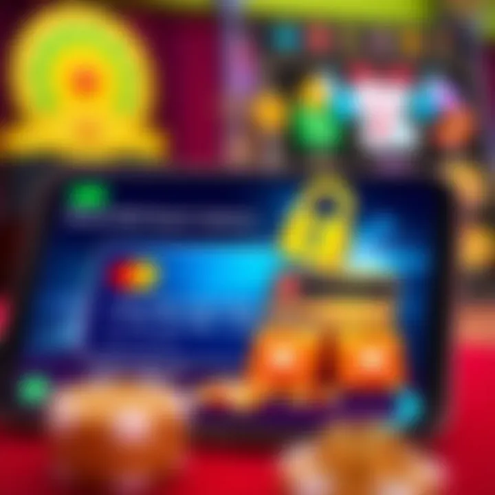 Illustration of secure online payment options available in a casino app with credit card and digital wallet icons