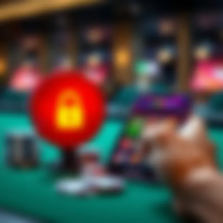 Secure transaction symbols and mobile device displaying casino app emphasizing payment safety and mobile compatibility