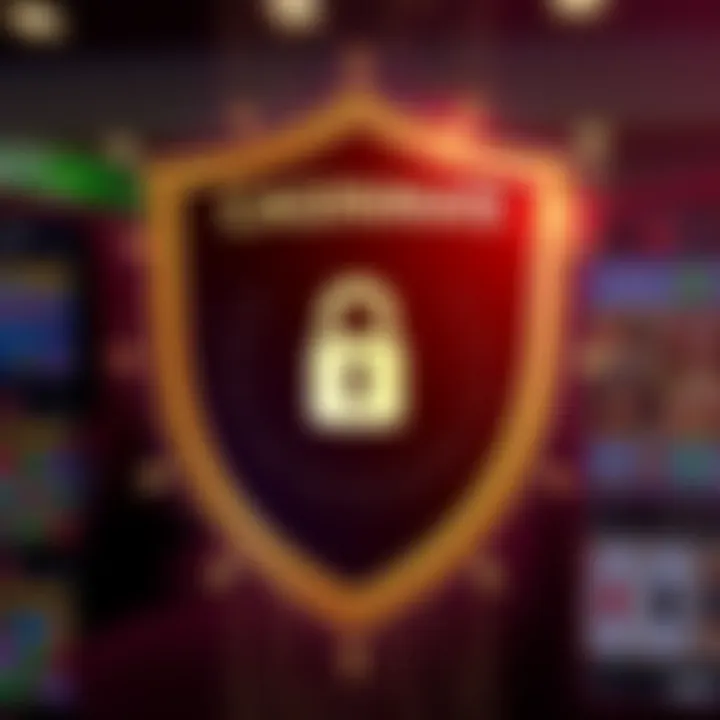 Secure online gaming with digital shield and lock symbol