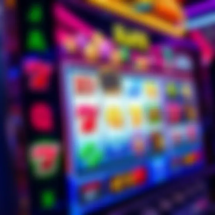 Colorful online slot game interface showcasing reels with various symbols and bonus icons