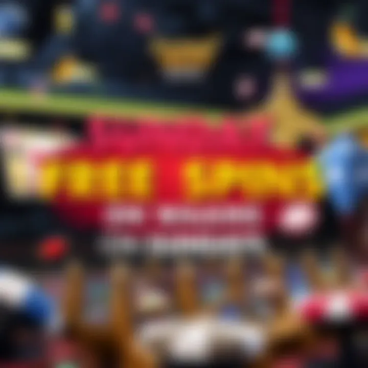 Colorful promotional banner highlighting Sunday free spins offer with casino icons
