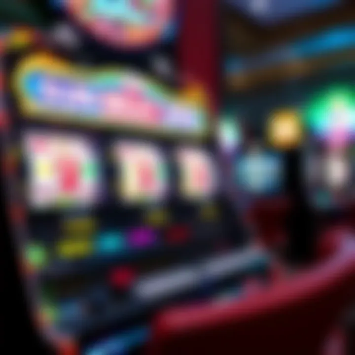 Bright casino slot machine with glowing reels and jackpot lights