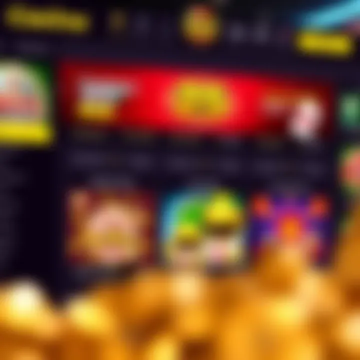 A vibrant online casino dashboard displaying welcome bonus options and promotional details