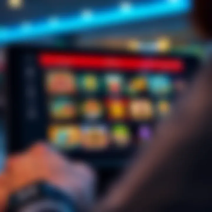 Variety of casino games displayed on a digital device screen