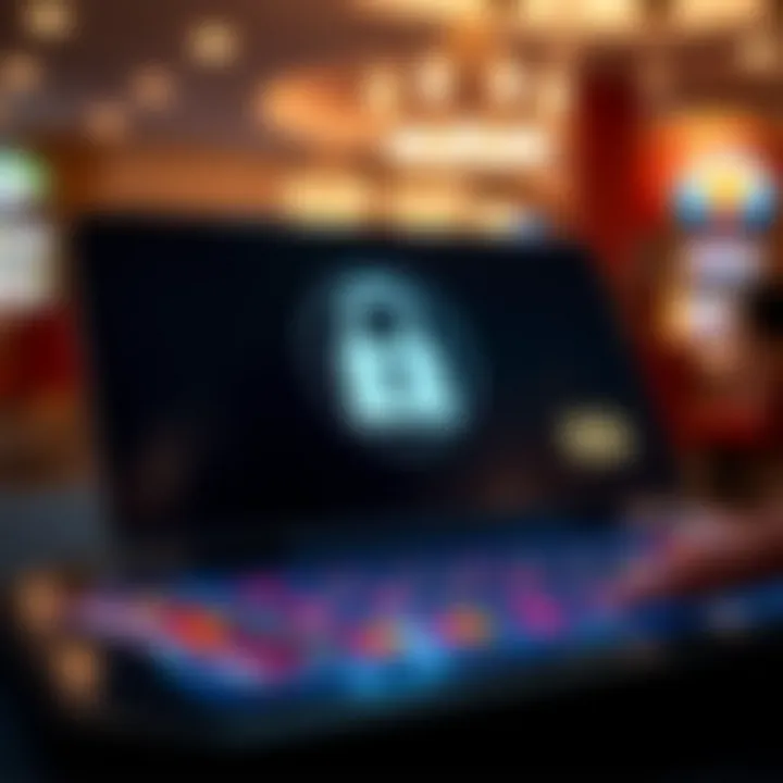 Secure online transaction on digital device with lock symbol and credit cards