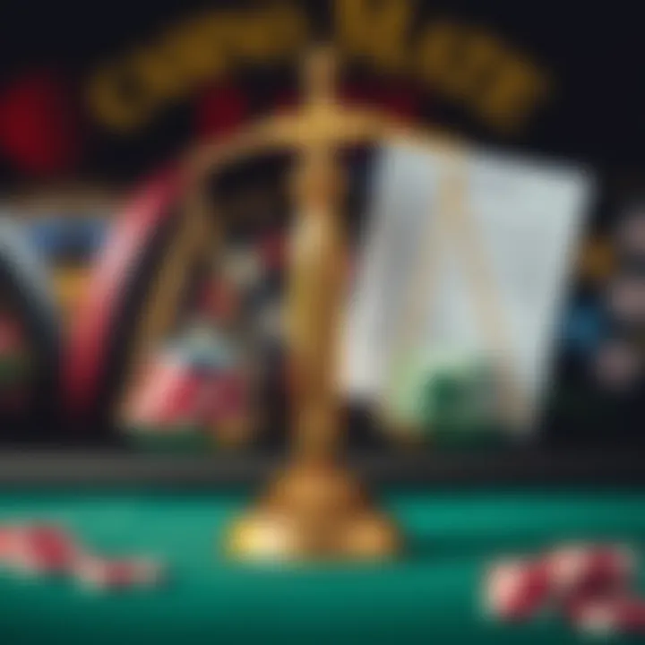 Graphic depicting a balanced scale with casino chips and documents symbolizing evidence and player experiences in online gambling