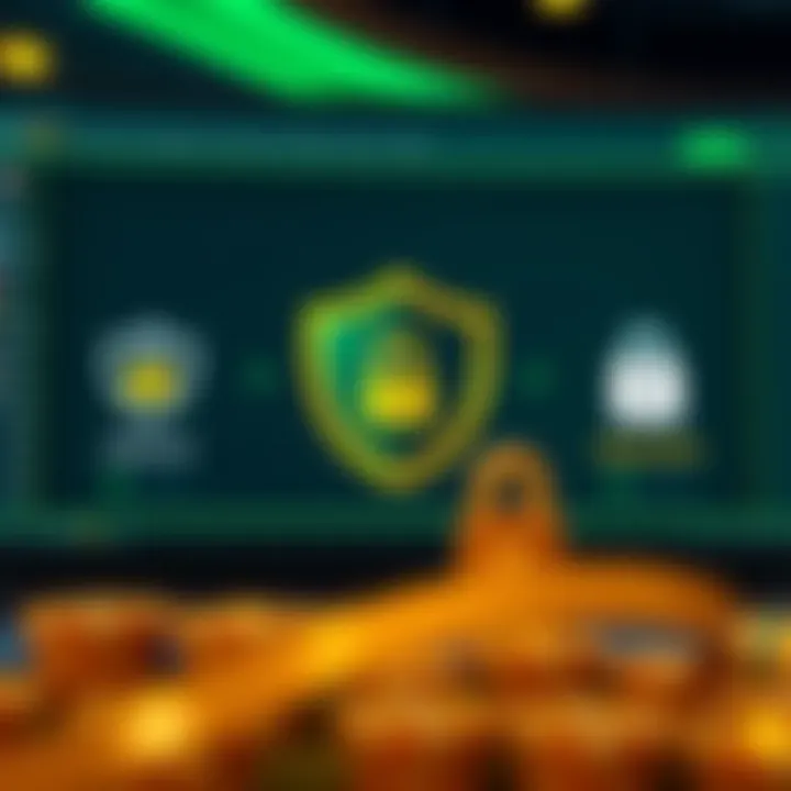 Illustration showing a secure online casino platform with shield and lock icons representing fair play and regulation