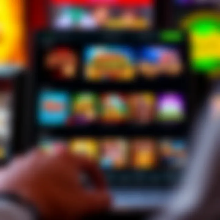 Browsing Available Games at Casino Mate Variety of casino games displayed on a digital device screen