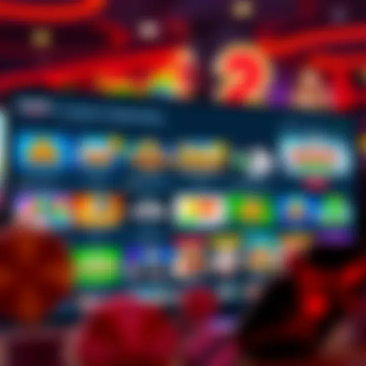 A digital interface showcasing various online casino games available on multiple platforms
