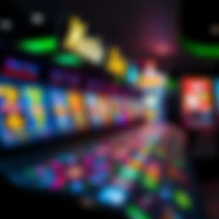 Colorful online casino slot games interface with vibrant symbols and engaging graphics