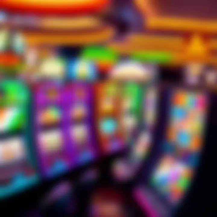 Colorful online casino slot machines with vibrant graphics and spinning reels